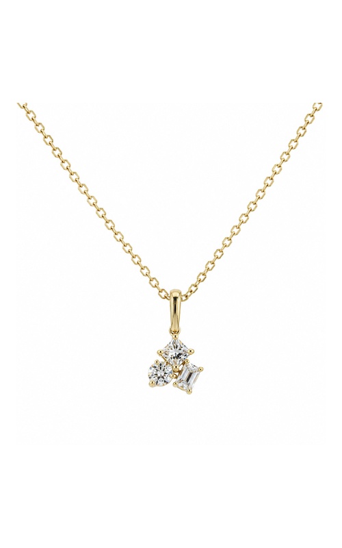 Ashley Lauren 14k Yellow Gold .12ctw Round, .12ctw Emerald and .19ctw Princess Cut Diamond Pendant P2612-14Y-ADJ