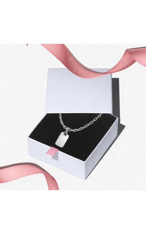Pandora Engravable Silver Pendant & Necklace Gift Set B802797
