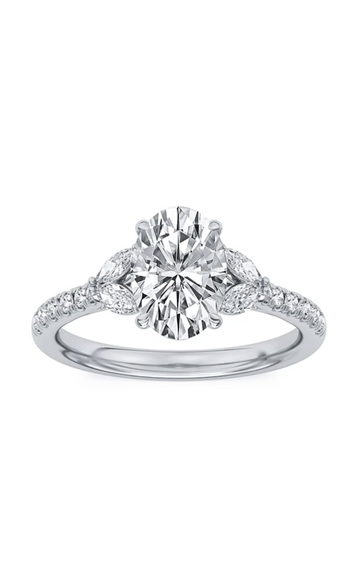 Centurion 14k White Gold 2.00ct E VS2 100 Facets Oval Center and .39ctw Round Lab Grown Diamond Engagement Ring RG072363-OV-H2C-WLG14-7