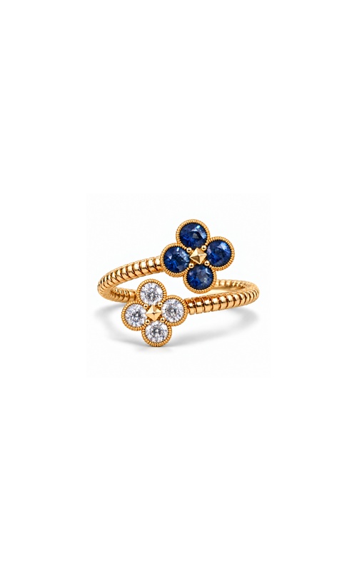 Albert's 14k Yellow Gold Titanium 1/5ctw Blue Sapphire and 1/5ctw Diamond Wire Flower Bypass Ring FSR5045SA3S8Y