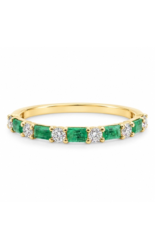 Albert's 14k Yellow Gold .43ctw Emerald Cut Emeralds and .23ctw Round Diamond Band AJ-R22274YG
