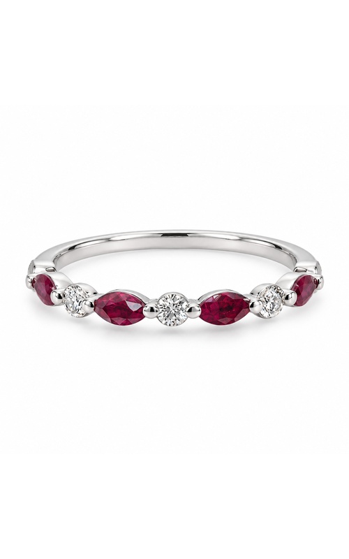 Albert's 14k White Gold .57ctw Marquise Ruby and .21ctw Round Diamond East West Fancy Cut Band AJ-R22278WG