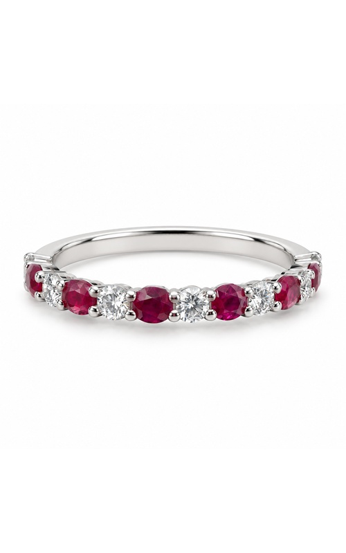 Albert's 14k White Gold .48ctw Oval Ruby and .26ctw Round Diamond East West Fancy Cut Band AJ-R22281WG
