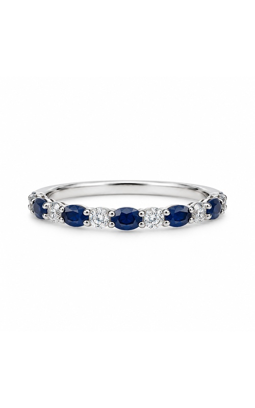 Albert's 14k White Gold .48ctw Oval Blue Sapphire and .26ctw Round East West Band AJ-R22282WG