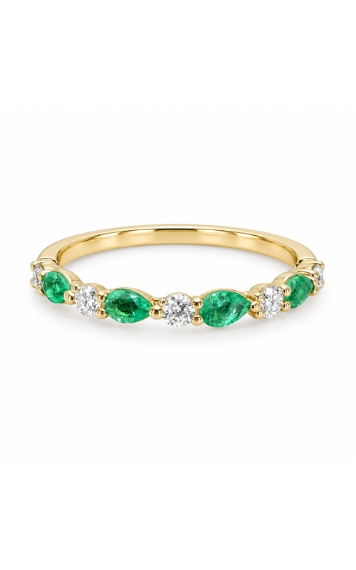 Albert's 14k Yellow Gold .30ctw Pear Emerald and .22ctw Round East West Fancy Cut Band AJ-R22283YG