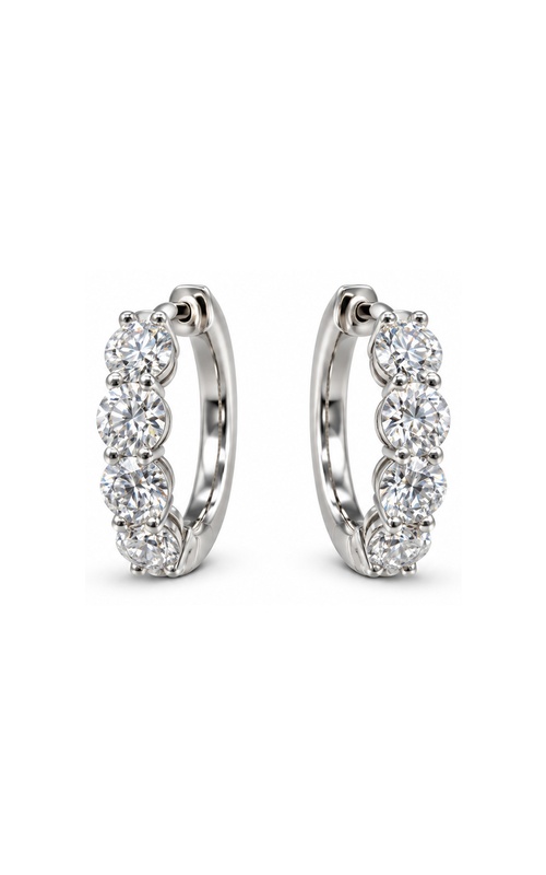 Albert's 14k White Gold 1.90ctw Round Diamond Hoop Earrings AJ-E6231