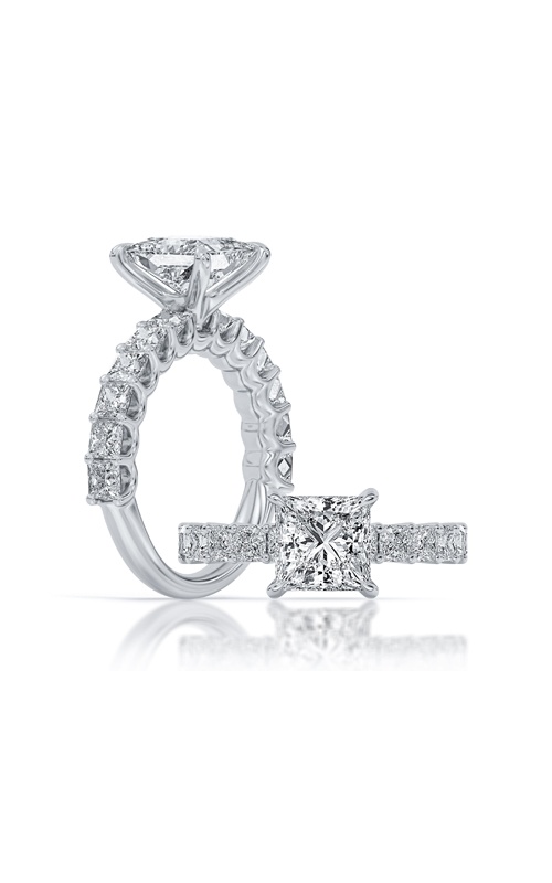 Centurion 14KW 3.58ct E VVS1 100 Facets Princess Cut Center 1.32ctw Princess Cut Lab Grown Diamond Engagement Ring RG065337-PR-H3.5C-WLG14-7