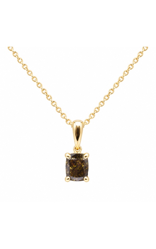 Ashley Lauren Yellow Gold 1.02ct Modified Cushion Fancy Dark Brown Greenish Yellow I1 16-18'' Adjustable Necklace FB-334/P2614-C105A