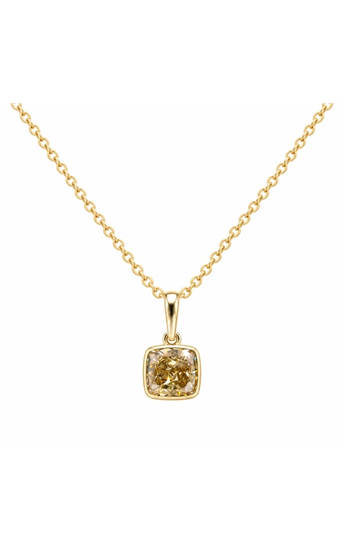 Ashley Lauren 14k Yellow Gold 1.09ct Cushion Fancy Deep Brownish Yellow VVS2 Bezel Set 16-18'' Adjustable Cable Necklace FB-454/P1530-C115C