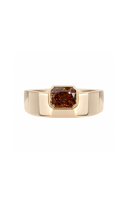 Ashley Lauren 14k Gold 1ctw Radiant Fancy Deep Orange Brown SI2 Bezel Set Tapered Ring R1708-C105C/FB-536