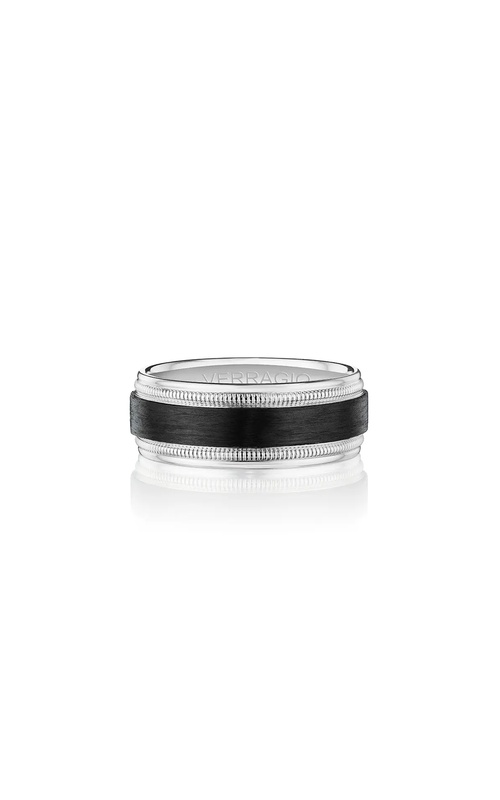 Verragio 14k White Gold and Black Carbon Fiber Wedding Band VWCF-302-8