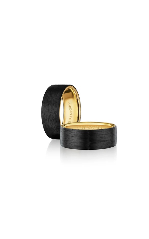 Verragio Men's 18k Yellow Gold 8mm Carbon Fiber Wedding Band VWCF-303-8