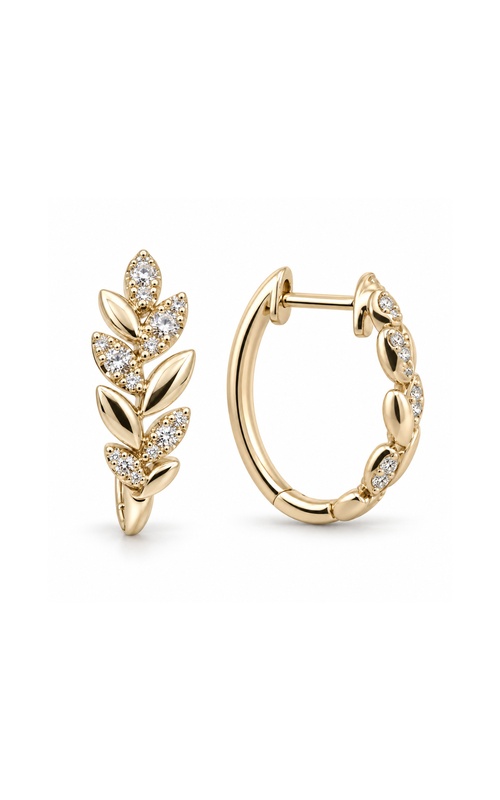 Ashley Lauren 14k Yellow Gold .30ctw Round Leaf Hoop Earrings E2542-14Y