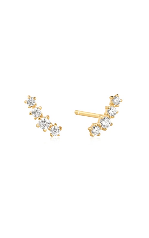 Ania Haie Sterling Silver Gold Plated Sparkle CZ Climber Stud Earrings E056-02G