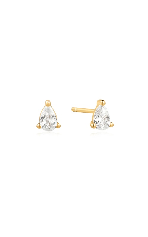 Ania Haie Sterling Silver Gold Plated Pear Shaped CZ Stud Earrings E056-01G