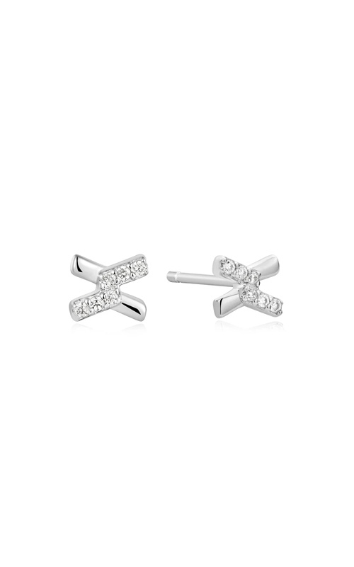 Ania Haie Sterling Silver Criss Cross CZ Stud Earrings E061-01H