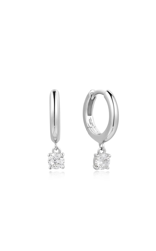 Ania Haie Sterling Silver CZ Huggie Drop Hoop Earrings E061-08H