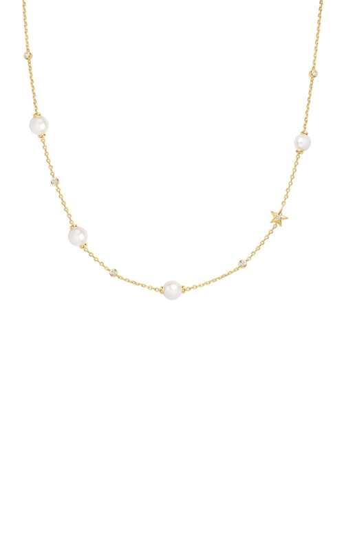 Ania Haie Sterling Silver Gold Plated Pearl and Star Station Necklace N065-09G