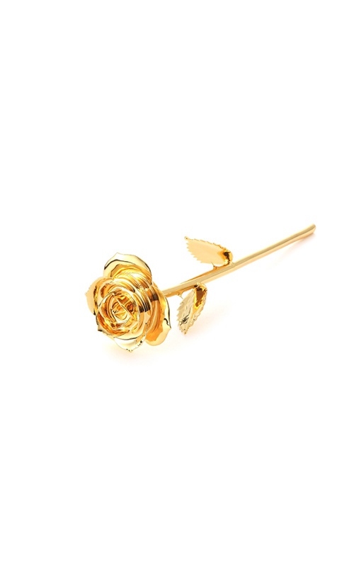 Albert's Lacquer Dipped Gold Trimmed Gold Rose With Box and Stand W-10