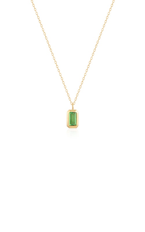 Aurelie Gi 14k Yellow Gold 16''-18'' Bezel Set 2.4mm Baguette Tsavorite Adjustable Necklace AGGN04201G-TS