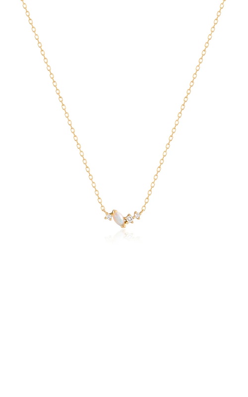 Aurelie Gi 14k Yellow Gold 16''-18'' Marquise Opal .03ctw Round Lab Grown Diamond Adjustable Necklace AGGN04202G-OP