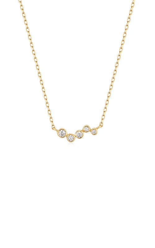 Aurelie Gi 14k Yellow Gold .04ctw Round Diamond 5 Stone Wave 16''-18'' Adjustable Necklace AGGN05001G-DA