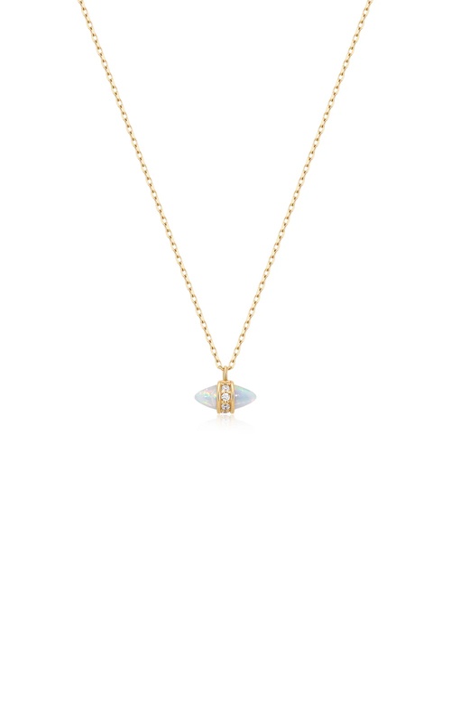 Aurelie Gi 14k Yellow Gold 16''-18'' Double Bullet Shaped Opal .17ctw Round Lab Grown Diamond Adjustable Necklace AGGN05201G-OP