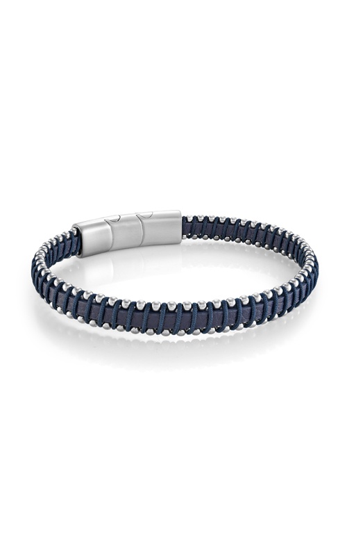 Italgem Stainless Steel 8'' Blue Corded Blue Leather 8'' Bracelet SLB622