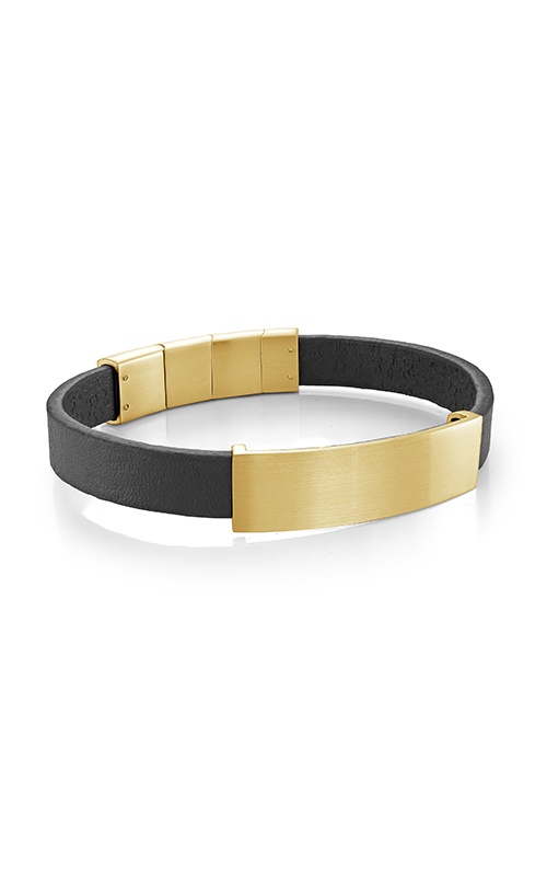 Italgem Black IP Stainless Steel ID Plate 10mm Black Leather Bracelet SLB627