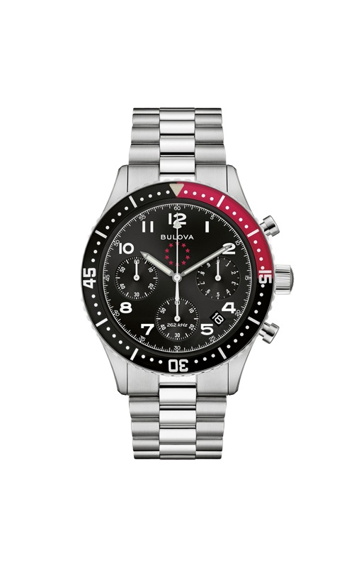 Bulova Men's Special Edition Marine Star Heritage 43mm Black and Red Chronograph Watch 98B451