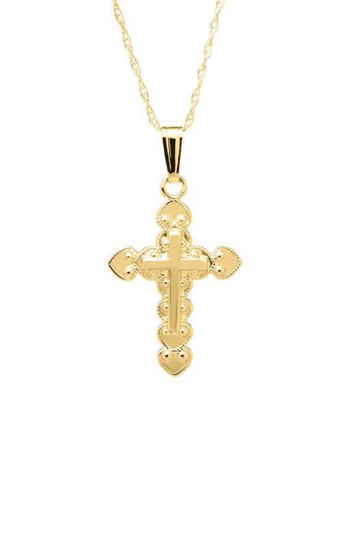 Albert's 14k Yellow Gold 12x16mm Cross Necklace with 15'' Chain KP 74