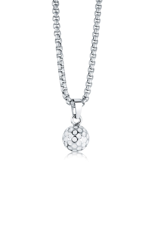 Italgem Stainless Steel White Enamel Golf Ball 22'' Necklace SP424