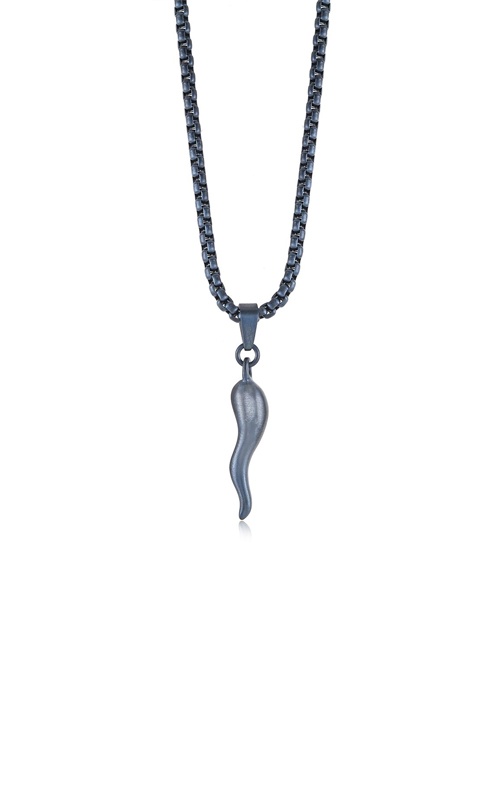 Italgem Blue IP Stainless Steel 22'' Matte Box Chain with Italian Horn SP443