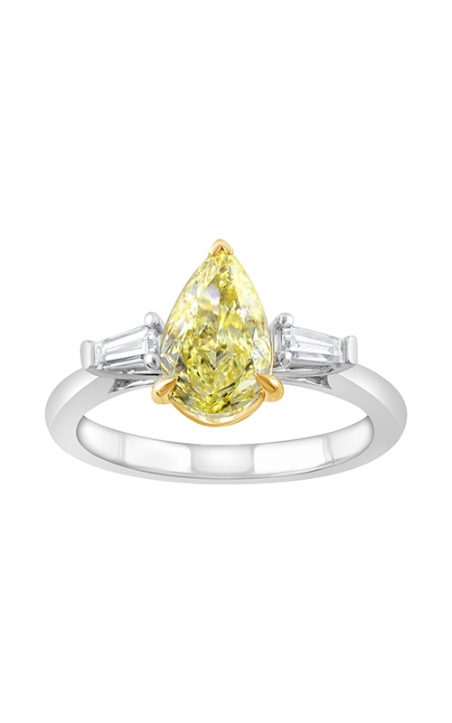 Albert’s 14K White & Yellow Gold 1.54CT Pear Modified Brilliant Fancy Intense Yellow and  .17CTW Baguette Lab Diamond Engagement Ring LGUDR01153D150GT87