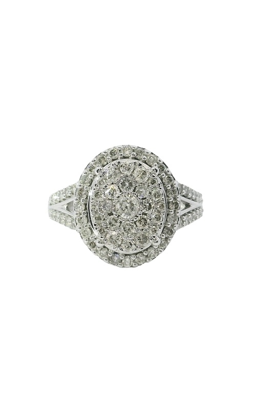 10K White Gold 1CTW Oval Cluster Engagement Ring RE-13968BB
