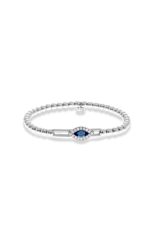 Hulchi Belluni 14k White Gold .22 Round Diamond and Sapphire Evil Eye Scratch Bracelet 20373B-WSW(BRC)
