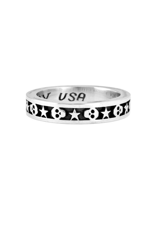 King Baby Sterling Silver Baby Skull and Star Stackable Band - SIZE 10 - K20-5160-10
