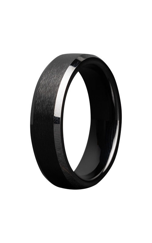 Heavy Stone Men's Black Ceramic 8MM Satin Band 8BC107-8