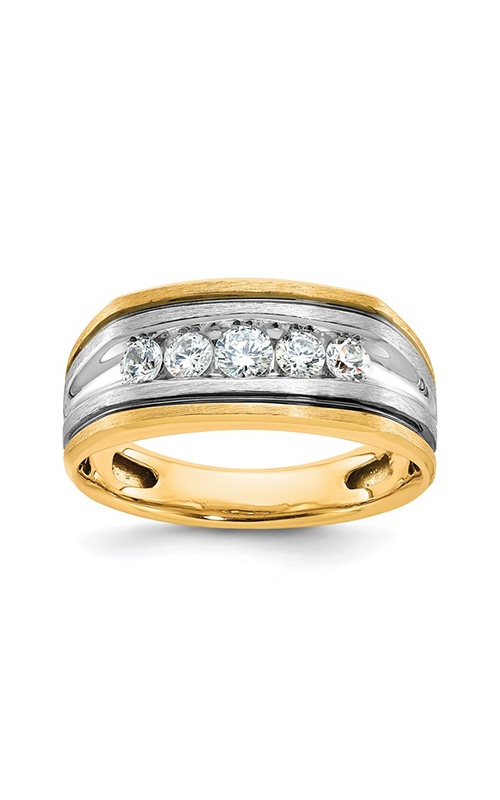 Albert’s Men’s 14K White & Yellow Gold Black Rhodium .50CTW Round Diamond Wedding Band B63388-4YWBB