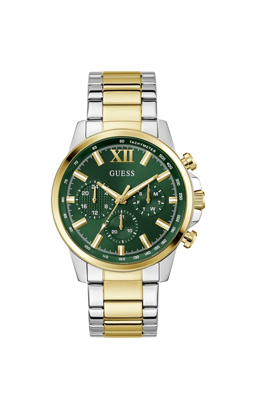 Guess Men's Walker 44mm Two Tone Green Dial Multifunction Watch GW0900G5