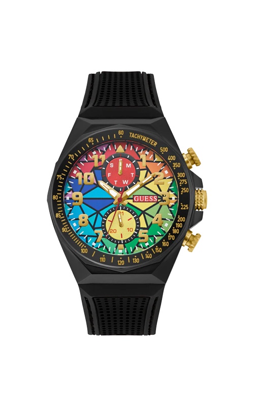 Guess Men's 46mm Black IP Rainbow Multifunction Watch GW0902G3