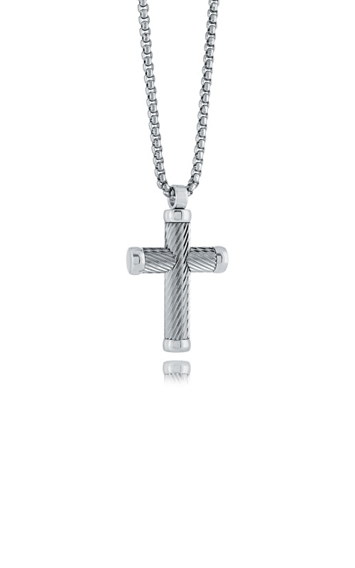 Italgem Stainless Steel 22'' Twist Line Cross Necklace SC238
