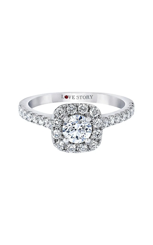 Love Story 14K White Gold .71CTW Round Center .50CTW Round Halo Diamond Ring AJ-R11559LJ