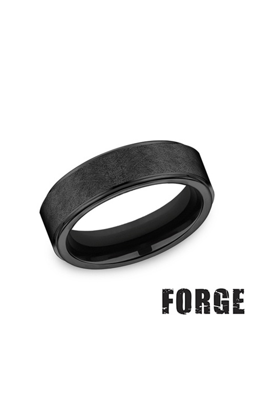 Benchmark Men's Black Titanium 7MM Forge High Polish Bevel Edges Wave Design Comfort Fit Wedding Band Size 10 CF67891BKT10