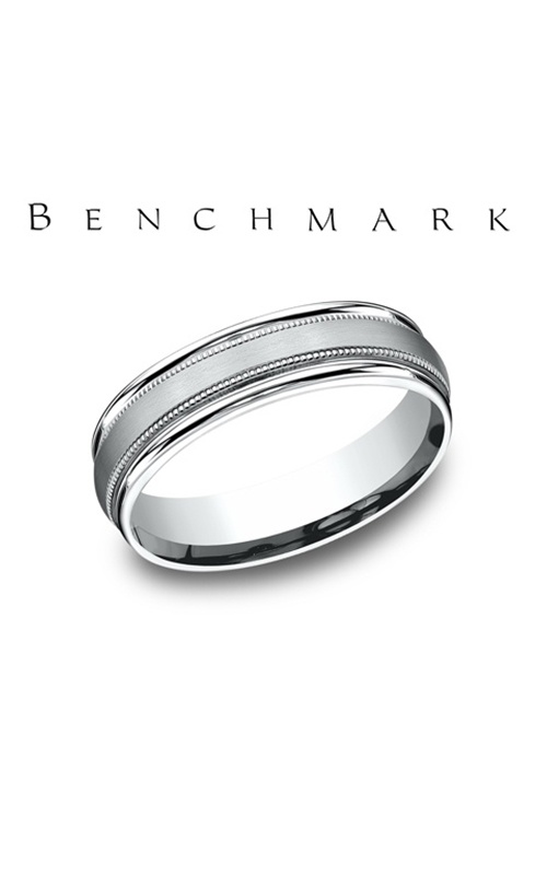 Benchmark Men's 14K White Gold 6MM Satin Milgrain Wedding Band RECF7601S14KW10