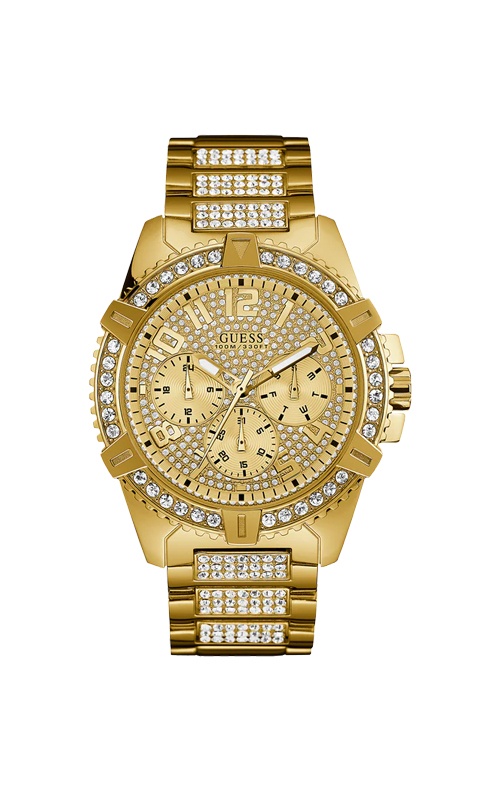 Guess Men's Gold Tone Stainless Steel Glitz Watch U0799G2