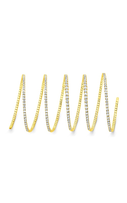 Rahaminov Diamond's 18K Yellow Gold 8.75CTW Round Diamond 5 Row Coil Bracelet BR-2344