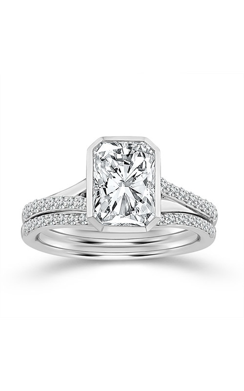 Alberts 14k White Gold 2.01ra FVS2 Labgrown 1/2tw Round Shaped Diamond Wedding Set EVRB-12183XA34W4