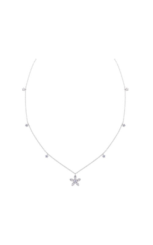 Alberts 10k White Gold 18'' 3/8ctw Diamond Floral Pendant NK10479-1WC CO