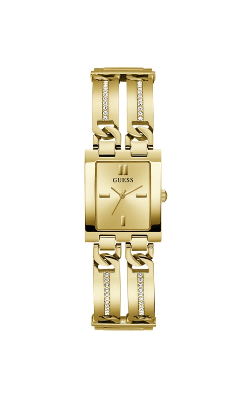 Guess Ladies' Mod ID Gold Tone Crystal Link Bracelet Watch GW0668L2